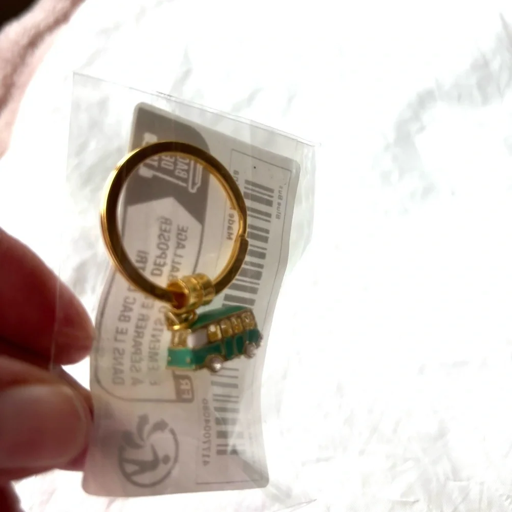 NWT Keychain Purse Charm VW Van Green and Gold Bus - Picture 6 of 8